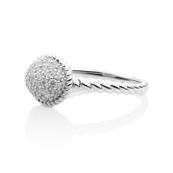 Sparkling Jewels - Zilveren Ring SRI03-CZ-56 Twist Bol