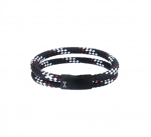 Aze Jewels - Armband AZ-BT002-A-210 Zwart Polyester - Wit/Rood
