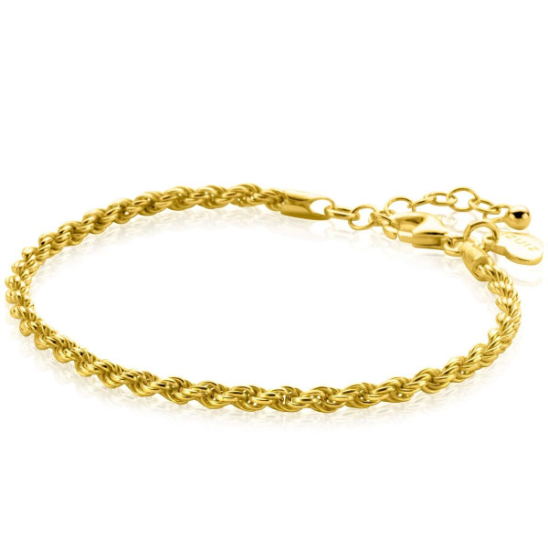 ZINZI Gold plated zilveren koord armband 2.6 mm breed ZIA2386G